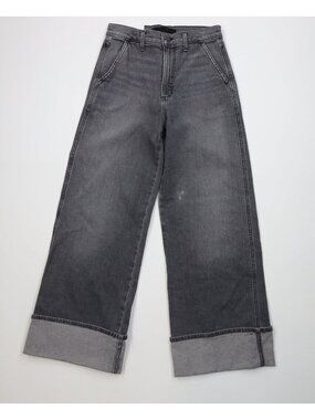 New Joes Jeans Womens 27 The Trixie Cuffed Wide Leg Denim Jeans Gray Stretch
